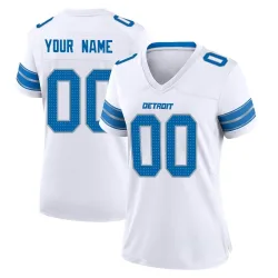 Women's Custom Detroit Lions No.00 Game 2nd Jersey - White