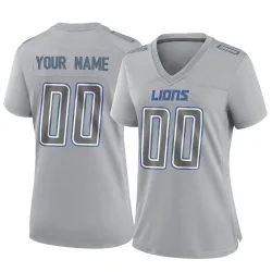 Women's Custom Detroit Lions No.00 Game Atmosphere Fashion Jersey - Gray