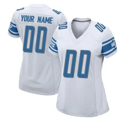 Women's Custom Detroit Lions No.00 Game Jersey - White