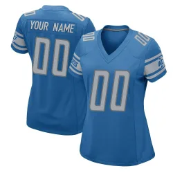 Women's Custom Detroit Lions No.00 Game Team Color Jersey - Blue