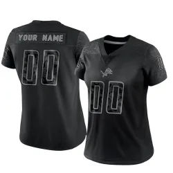 Women's Custom Detroit Lions No.00 Limited Reflective Jersey - Black