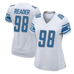 Women's DJ Reader Detroit Lions No.98 Game Jersey - White