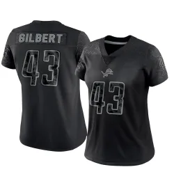 Women's DaRon Gilbert Detroit Lions No.43 Limited Reflective Jersey - Black