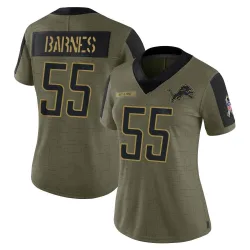 Women's Derrick Barnes Detroit Lions No.55 Limited 2021 Salute To Service Jersey - Olive