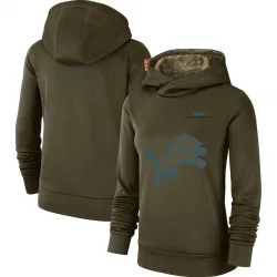 Women's Detroit Lions No. 2018 Salute to Service Team Logo Performance Pullover Hoodie - Olive
