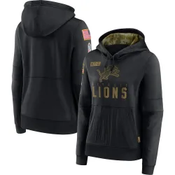 Women's Detroit Lions No. 2020 Salute to Service Performance Pullover Hoodie - Black