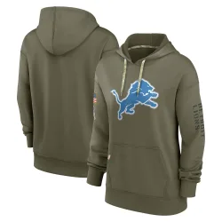 Women's Detroit Lions No. 2022 Salute to Service Performance Pullover Hoodie - Olive