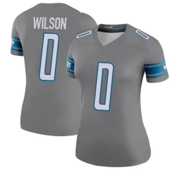 Women's Divaad Wilson Detroit Lions No.0 Legend Color Rush Steel Jersey
