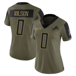 Women's Divaad Wilson Detroit Lions No.0 Limited 2021 Salute To Service Jersey - Olive