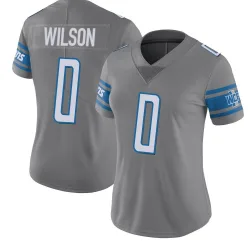 Women's Divaad Wilson Detroit Lions No.0 Limited Color Rush Steel Jersey