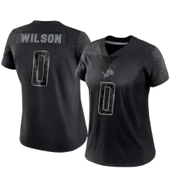 Women's Divaad Wilson Detroit Lions No.0 Limited Reflective Jersey - Black