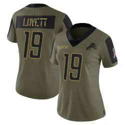 Women's Dominic Lovett Detroit Lions No.19 Limited 2021 Salute To Service Jersey - Olive
