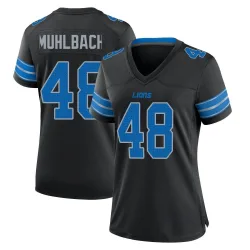Women's Don Muhlbach Detroit Lions No.48 Game Alternate 2nd Jersey - Black