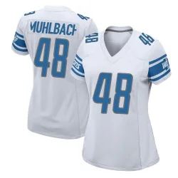 Women's Don Muhlbach Detroit Lions No.48 Game Jersey - White