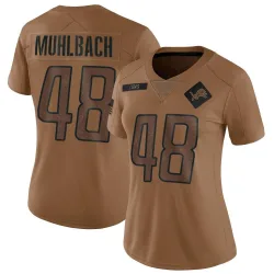 Women's Don Muhlbach Detroit Lions No.48 Limited 2023 Salute To Service Jersey - Brown