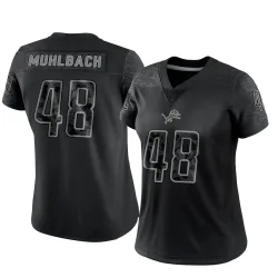 Women's Don Muhlbach Detroit Lions No.48 Limited Reflective Jersey - Black