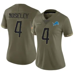 Women's Emmanuel Moseley Detroit Lions No.4 Limited 2022 Salute To Service Jersey - Olive