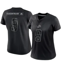 Women's Ennis Rakestraw Jr. Detroit Lions No.9 Limited Reflective Jersey - Black