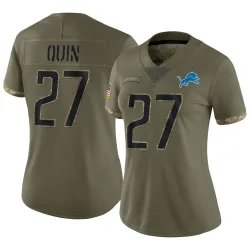 Women's Glover Quin Detroit Lions No.27 Limited 2022 Salute To Service Jersey - Olive
