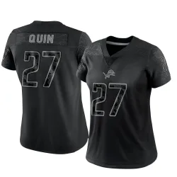 Women's Glover Quin Detroit Lions No.27 Limited Reflective Jersey - Black