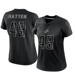 Women's Hogan Hatten Detroit Lions No.49 Limited Reflective Jersey - Black