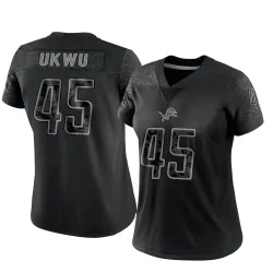 Women's Isaac Ukwu Detroit Lions No.45 Limited Reflective Jersey - Black