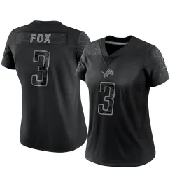 Women's Jack Fox Detroit Lions No.3 Limited Reflective Jersey - Black