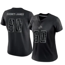 Women's Jakobie Keeney-James Detroit Lions No.80 Limited Reflective Jersey - Black