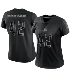 Women's Jalen Reeves-Maybin Detroit Lions No.42 Limited Reflective Jersey - Black