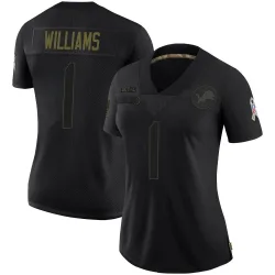 Women's Jameson Williams Detroit Lions No.1 Limited 2020 Salute To Service Jersey - Black