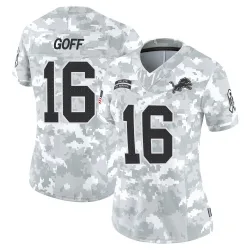 Women's Jared Goff Detroit Lions No.16 Limited 2024 Salute to Service Jersey - Arctic Camo