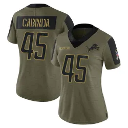 Women's Jason Cabinda Detroit Lions No.45 Limited 2021 Salute To Service Jersey - Olive