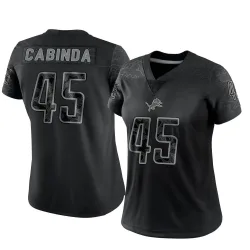 Women's Jason Cabinda Detroit Lions No.45 Limited Reflective Jersey - Black
