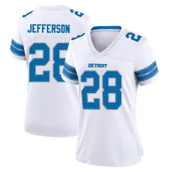 Women's Jermar Jefferson Detroit Lions No.28 Game 2nd Jersey - White
