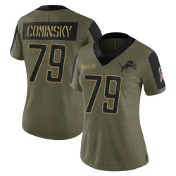 Women's John Cominsky Detroit Lions No.79 Limited 2021 Salute To Service Jersey - Olive