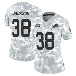Women's Justin Jackson Detroit Lions No.38 Limited 2024 Salute to Service Jersey - Arctic Camo