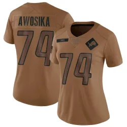 Women's Kayode Awosika Detroit Lions No.74 Limited 2023 Salute To Service Jersey - Brown