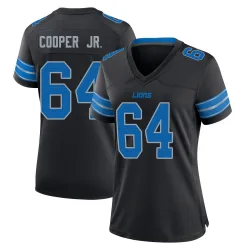 Women's Keith Cooper Jr. Detroit Lions No.64 Game Alternate 2nd Jersey - Black