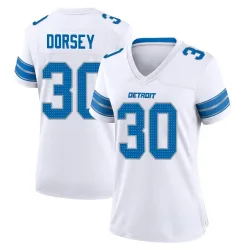 Women's Khalil Dorsey Detroit Lions No.30 Game 2nd Jersey - White