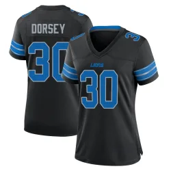 Women's Khalil Dorsey Detroit Lions No.30 Game Alternate 2nd Jersey - Black