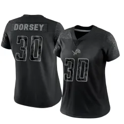 Women's Khalil Dorsey Detroit Lions No.30 Limited Reflective Jersey - Black