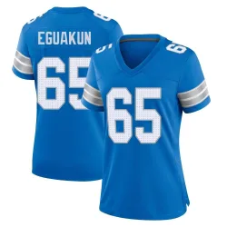 Women's Kingsley Eguakun Detroit Lions No.65 Game 2nd Jersey - Blue