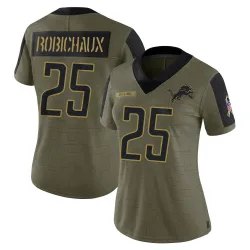Women's Kye Robichaux Detroit Lions No.25 Limited 2021 Salute To Service Jersey - Olive