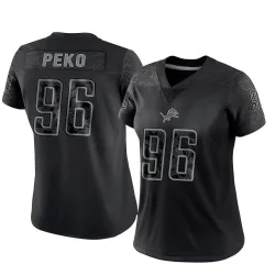Women's Kyle Peko Detroit Lions No.96 Limited Reflective Jersey - Black