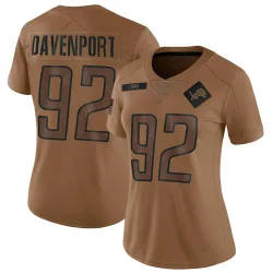 Women's Marcus Davenport Detroit Lions No.92 Limited 2023 Salute To Service Jersey - Brown