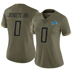 Women's Marvin Jones Jr. Detroit Lions No.0 Limited 2022 Salute To Service Jersey - Olive