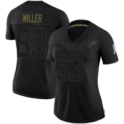 Women's Mason Miller Detroit Lions No.63 Limited 2020 Salute To Service Jersey - Black