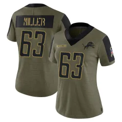 Women's Mason Miller Detroit Lions No.63 Limited 2021 Salute To Service Jersey - Olive