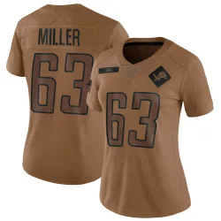 Women's Mason Miller Detroit Lions No.63 Limited 2023 Salute To Service Jersey - Brown