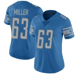 Women's Mason Miller Detroit Lions No.63 Limited Team Color Vapor Untouchable Jersey - Blue